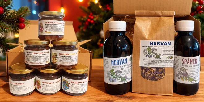 Zdravé balíčky pečených i sypaných čajů a džemů