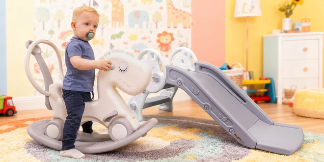 Dětská skluzavka nebo houpací koník 3 v 1