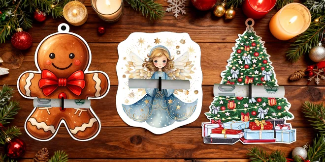 Dárková ozdoba s kroužkem pro upevnění bankovky