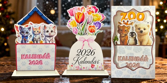 Originální ilustrované kalendáře: vesmír, psi i kočky