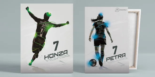 Plakát či obraz se sportovcem: vlastní jméno a číslo