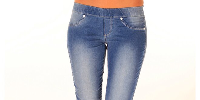 Dámské modré džíny s elastickým pasem New Caro