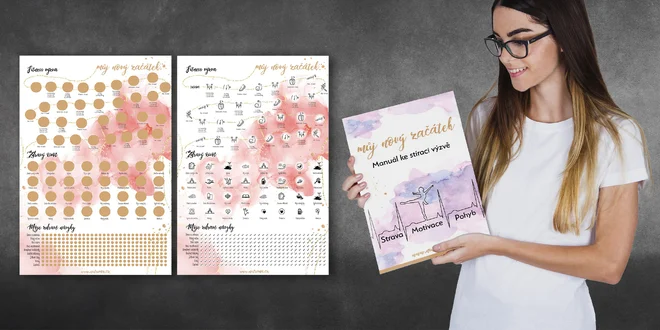 Motivační stírací plakát a hubnoucí manuál