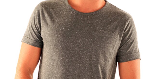Pánské tričko v antracitově šedé barvě s puntíky New Caro