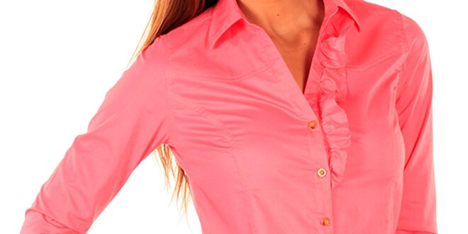 Dámská růžová košile s volánkem New Caro