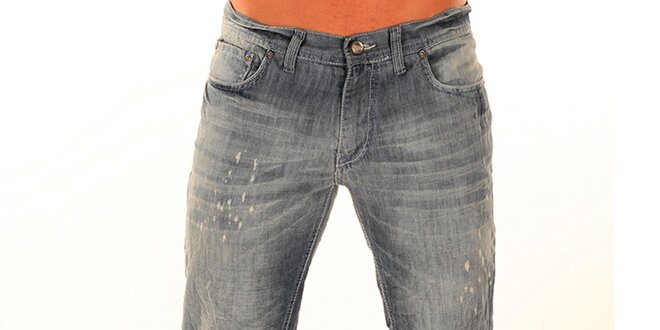 Pánské šedé džíny s fiktivními trhlinami New Caro