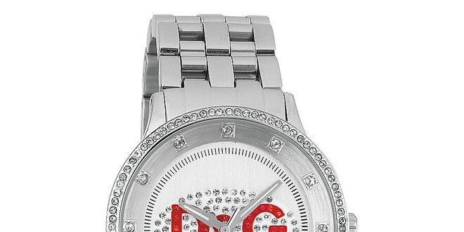 Dámské hodinky z nerezové oceli s červeným logem Dolce & Gabbana