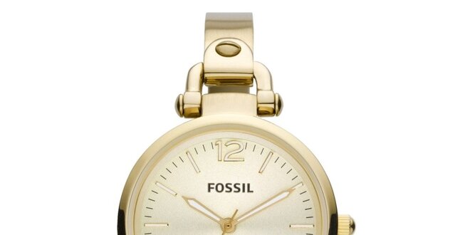Dámské kulaté pozlacené hodinky Fossil