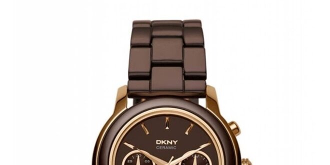 Dámské hnědé keramické hodinky DKNY