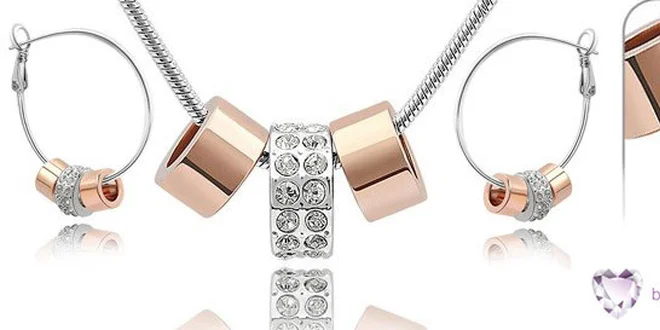 Elegantná súprava šperkov so Swarovski kryštálmi z pozláteného kovu