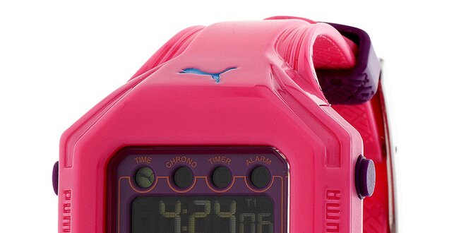 Dámské růžové digitální hodinky Puma