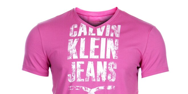 Pánské světle růžové tričko Calvin Klein s potiskem