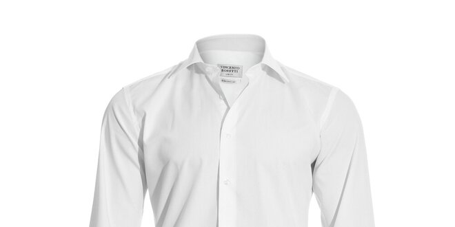 Pánská bílá slim-fit košile na manžetové knoflíčky Vincenzo Boretti
