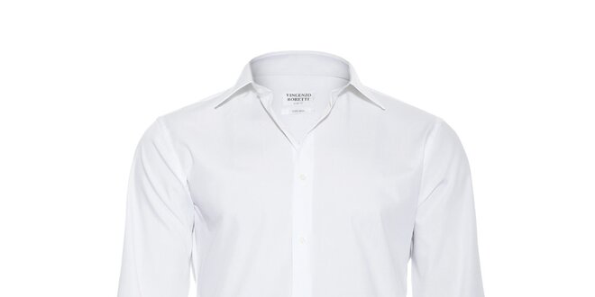 Pánská slim-fit košile na manžetové knoflíčky Vincenzo Boretti v bílé barvě