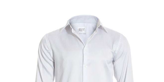 Pánská slim-fit košile Vincenzo Boretti v bílé barvě s jemným tmavě modrým proužkem