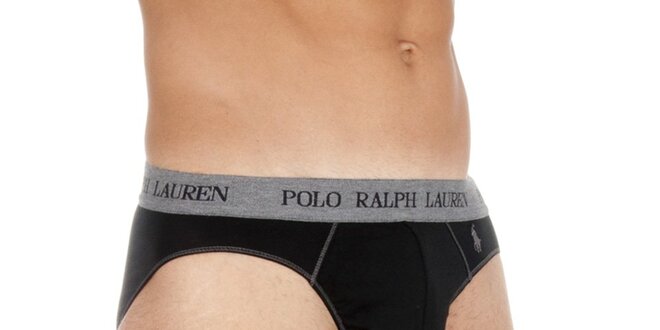 Pánské černé slipy Polo Ralph Lauren s šedivým lemem