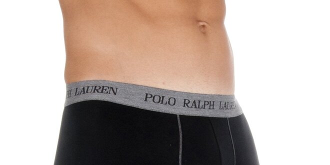 Pánské černé boxerky Ralph Lauren s šedivým lemem