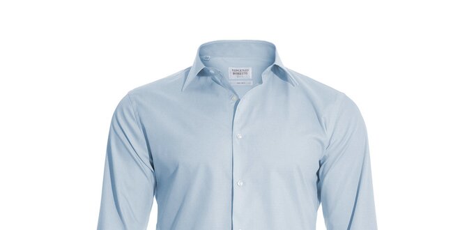 Pánská slim-fit košile na manžetové knoflíčky Vincenzo Boretti ve světle modré barvě