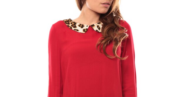 Dámské červené šaty s leopardím límcem My Little Poesy