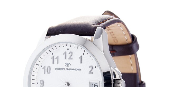 Pánské hodinky Tom Tailor s hnědým koženým řemínkem