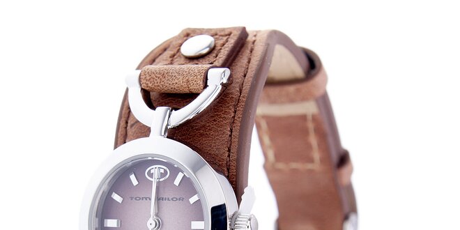 Dámské hodinky Tom Tailor s hnědým koženým řemínkem