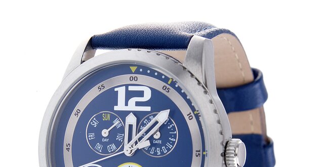 Stylové tmavě modré hodinky Tom Tailor s koženým řemínkem