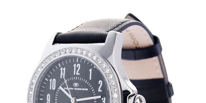 Dámské černé hodinky Tom Tailor se třpytivými kamínky