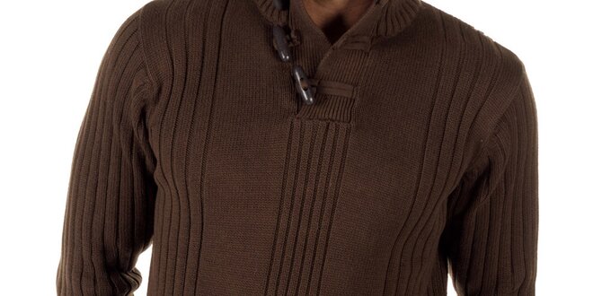 Pánský hnědý svetr s olivkami CLK
