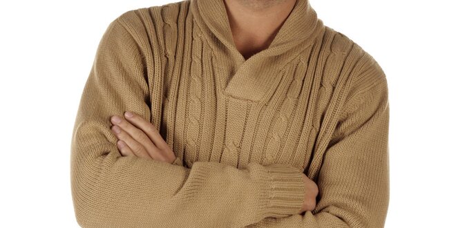 Pánský béžový pletený svetr CLK