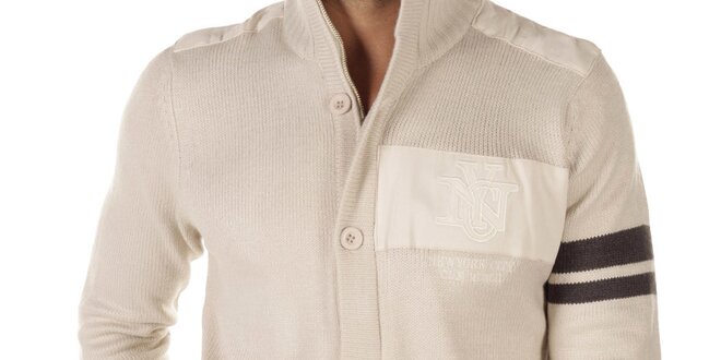 Pánský krémově bílý svetr s límcem CLK