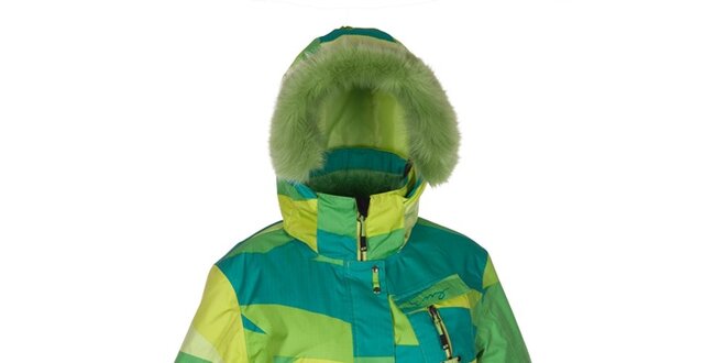 Dámská zelená funkční zimní bunda s kožešinou Envy
