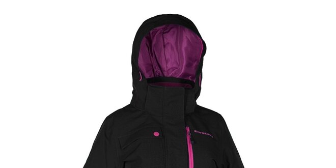 Dámská černá zimní bunda s růžovými prvky Envy
