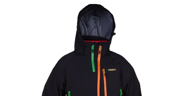 Pánská černá lyžařská bunda s barevnými zipy Envy
