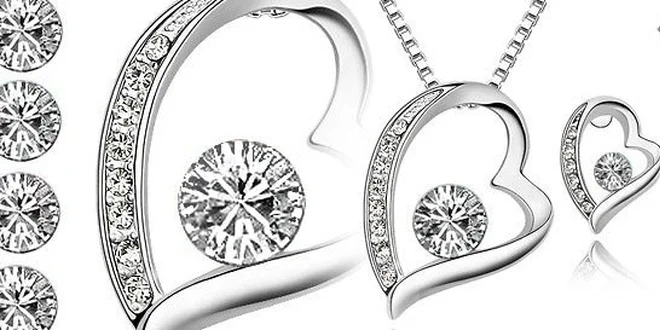 Súprava šperkov v tvare srdiečka s originálnymi krištáľmi Swarovski Elements
