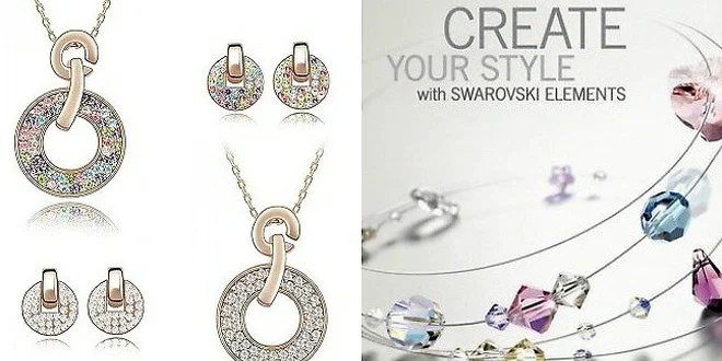 Nádherný set šperkov v zlatom prevedení - SWAROVSKI ELEMENTS, poteší každú ženu