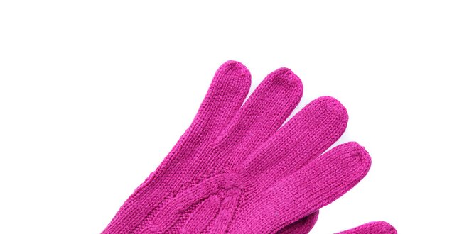 Dámské sytě růžové pletené rukavice Fraas