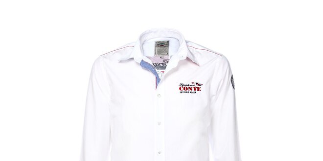 Pánská bílá košile s výšivkou M. Conte