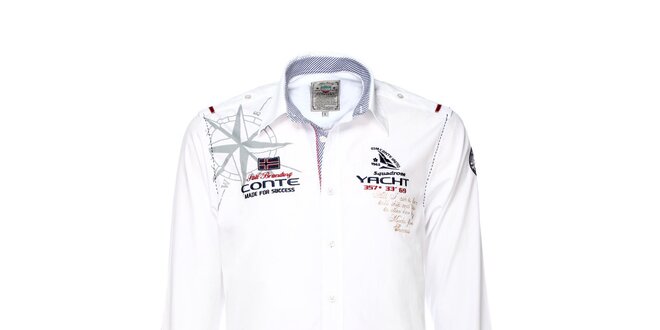 Pánská bílá košile s jachtařskými motivy M. Conte
