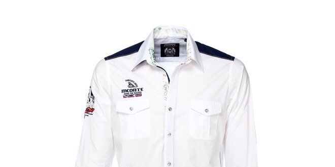 Pánská bílá košile s barevnými detaily M. Conte