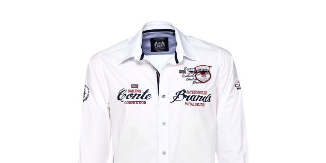 Pánská bílá košile s výšivkami M. Conte