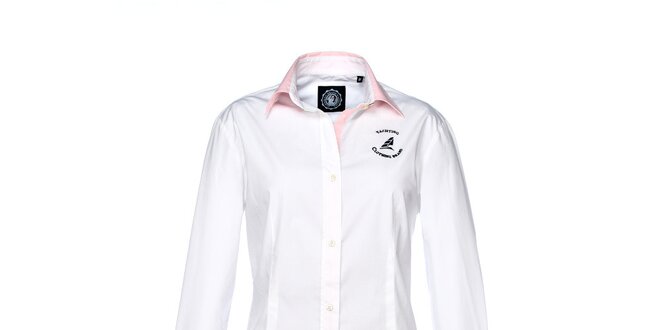 Dámská bílá košile s růžovými manžetami M. Conte
