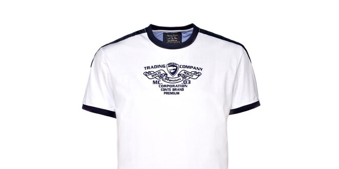 Pánské bílé tričko s kontrastními lemy M. Conte