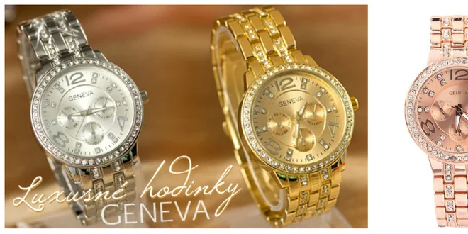 Luxusné dámske hodinky s kryštálmi Swarovski Elements v 3 farbách