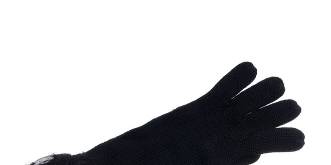 Dámské černé rukavice Pietro Filipi s chlupatým lemem