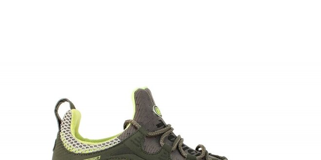 Pánské khaki nízké boty s neonovými detaily Tecnica