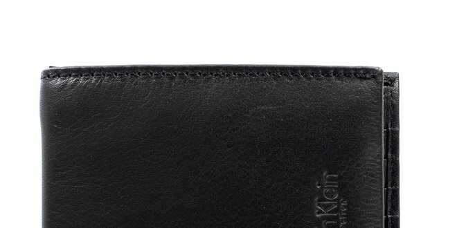 Pánská čtvercová černá hladká peněženka z kůže Calvin Klein