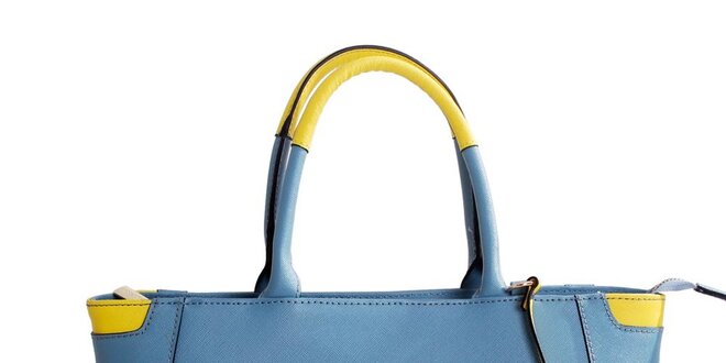 Dámská modrá kožená kabelka se žlutými prvky Belle & Bloom