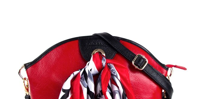 Dámská červená kožená kabelka s šátkem Belle & Bloom