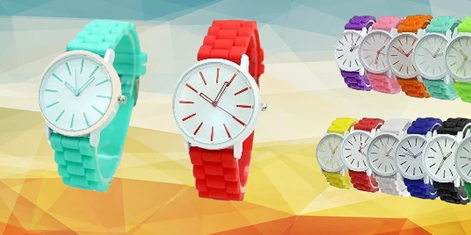 Farebné silikónové unisex hodinky