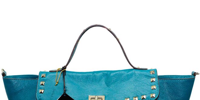 Dámská modrá kožená kabelka s flitry Belle & Bloom